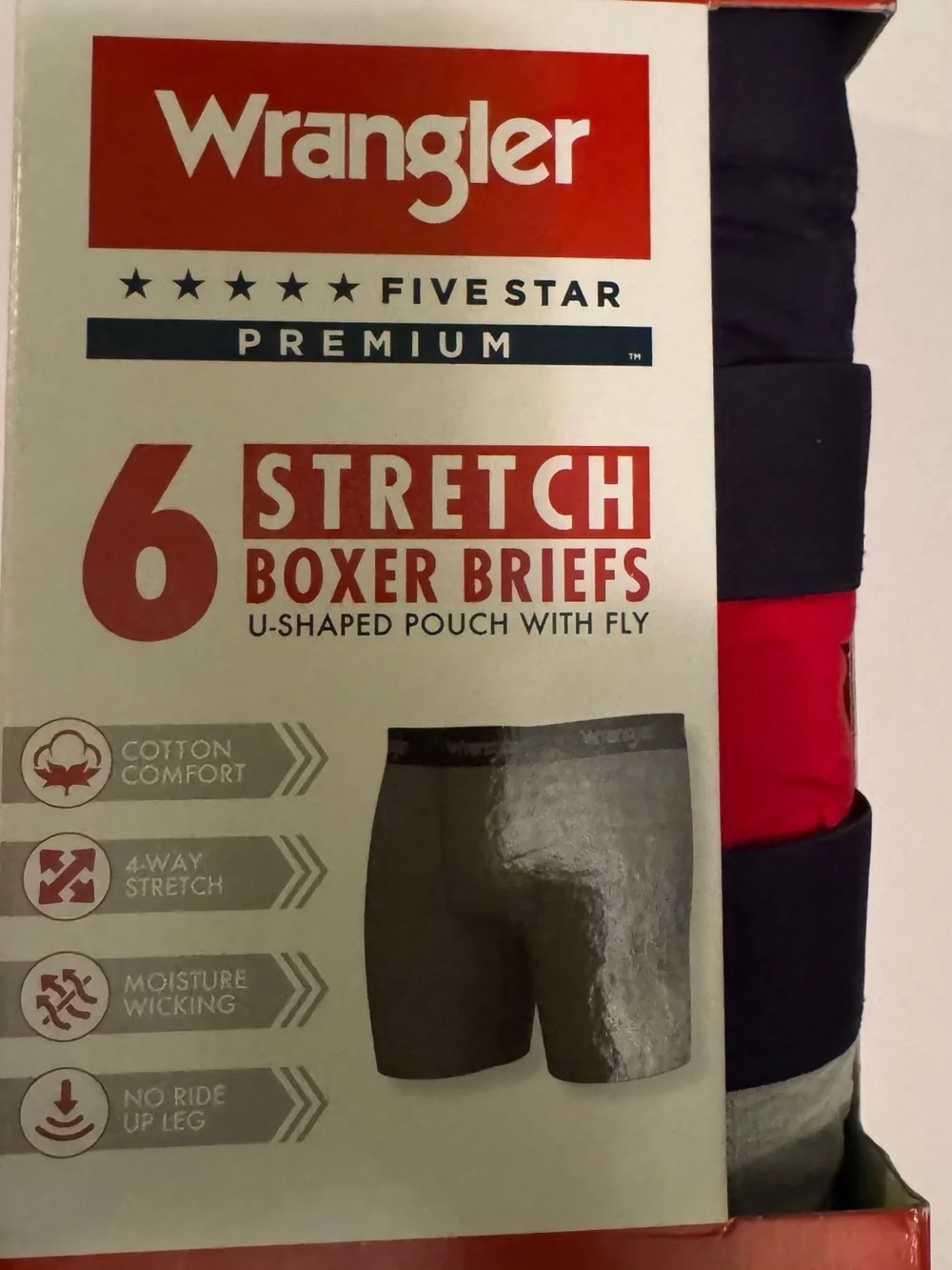 Wrangler Cotton Stretch Boxer Brief Set, Boxer Briefs Underwear for Men, 6 Pack